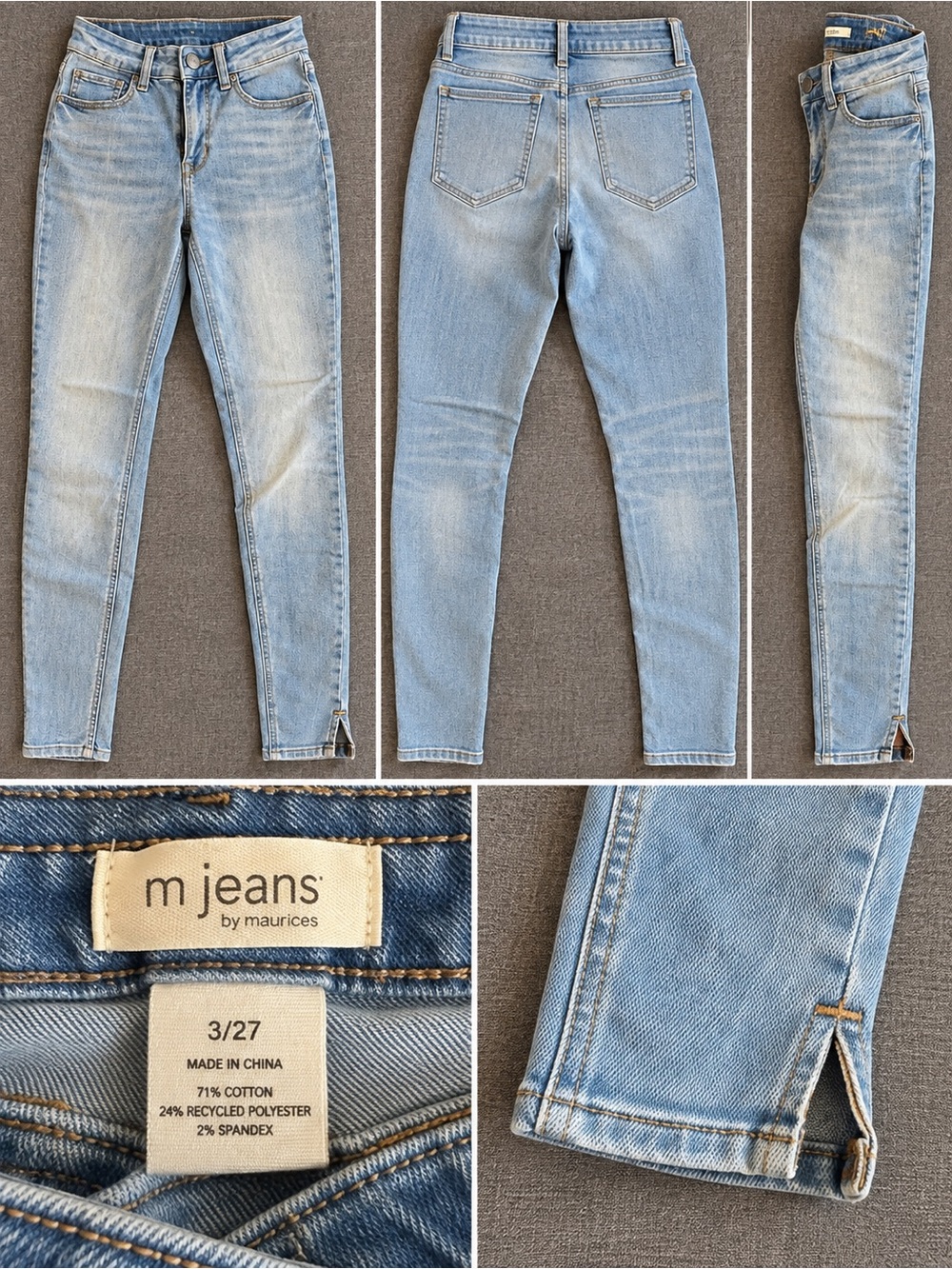 Maurices m jeans Light Wash Skinny Jeans with Ankle Slit